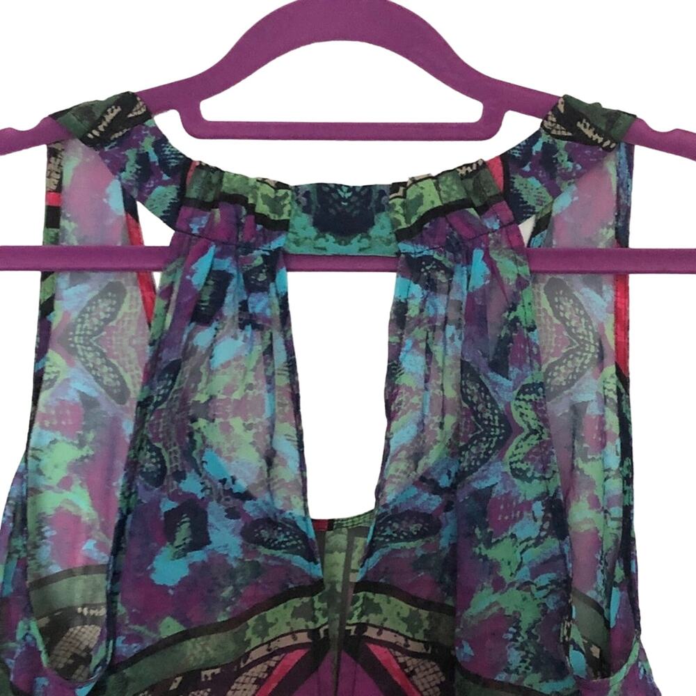 Bisou Bisou by Michele Bohbet Sheer cut out Geometric Top Size Small - Picture 4 of 6